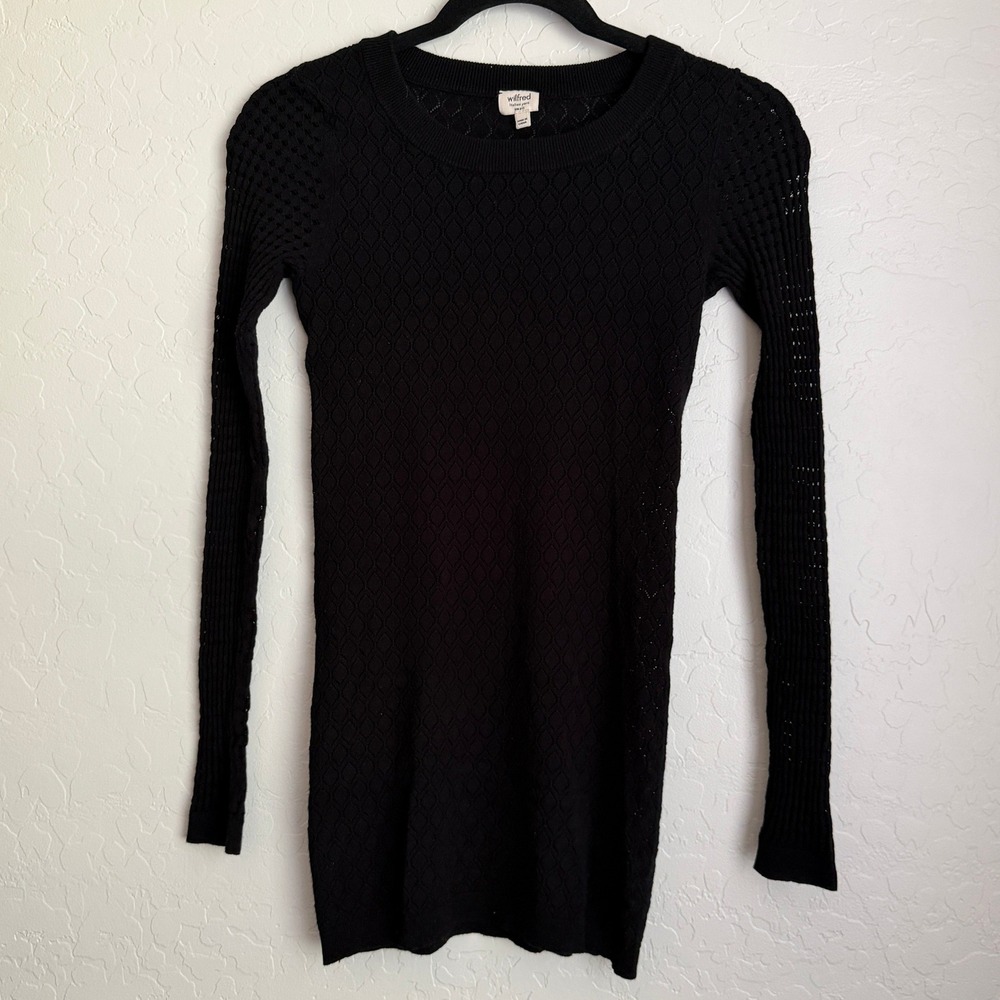 Aritzia Wilfred Women's Stretch Italian Yarn Knit Black Dress Size Small